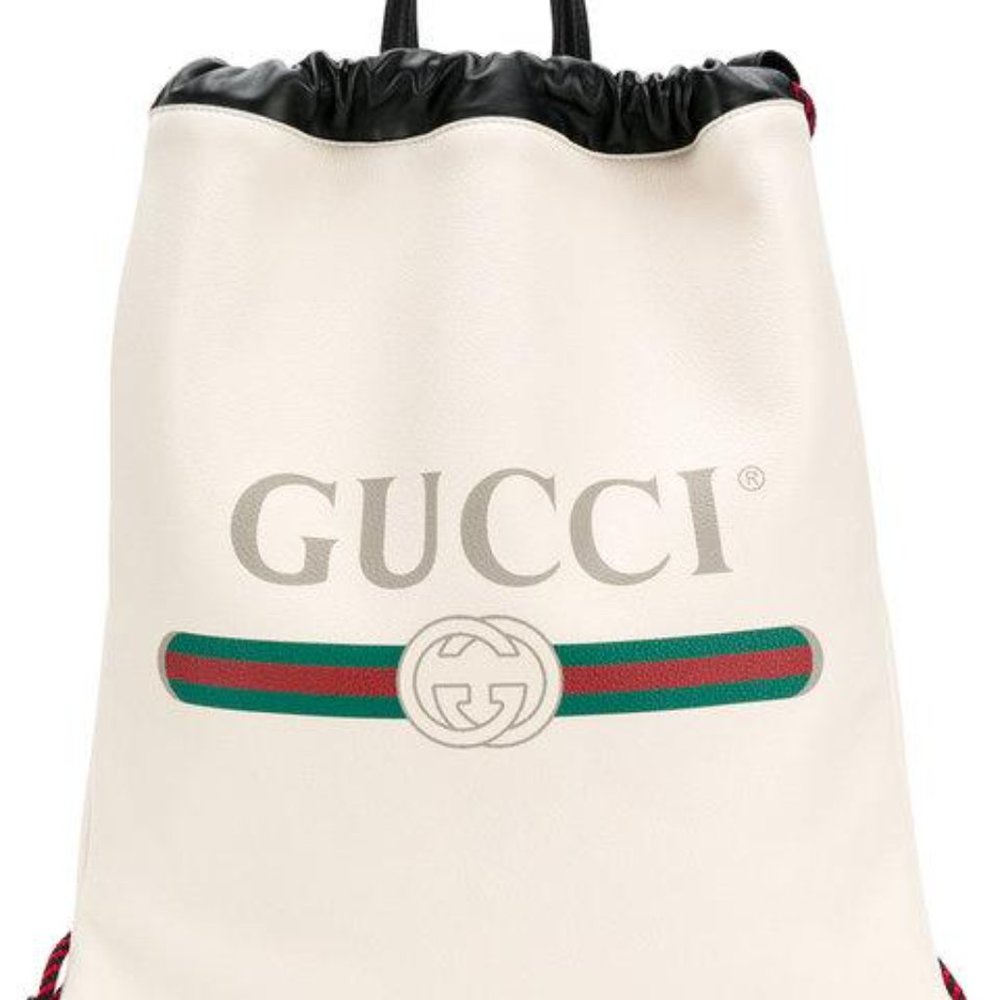 Gucci Logo-Print Drawstring Backpack in White New w DUSTBAG - Picture 11 of 13
